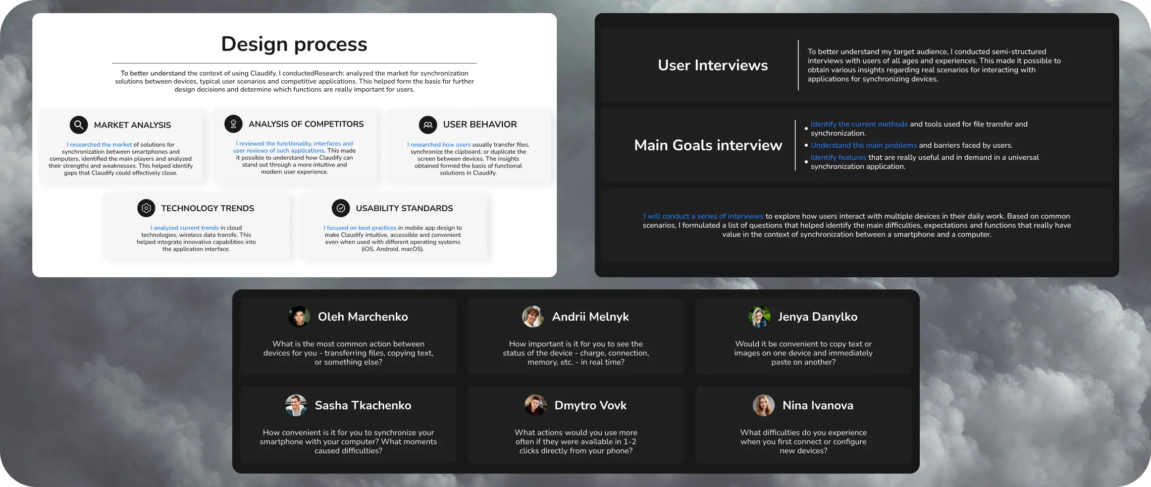 Claudify Design Process Wireframes