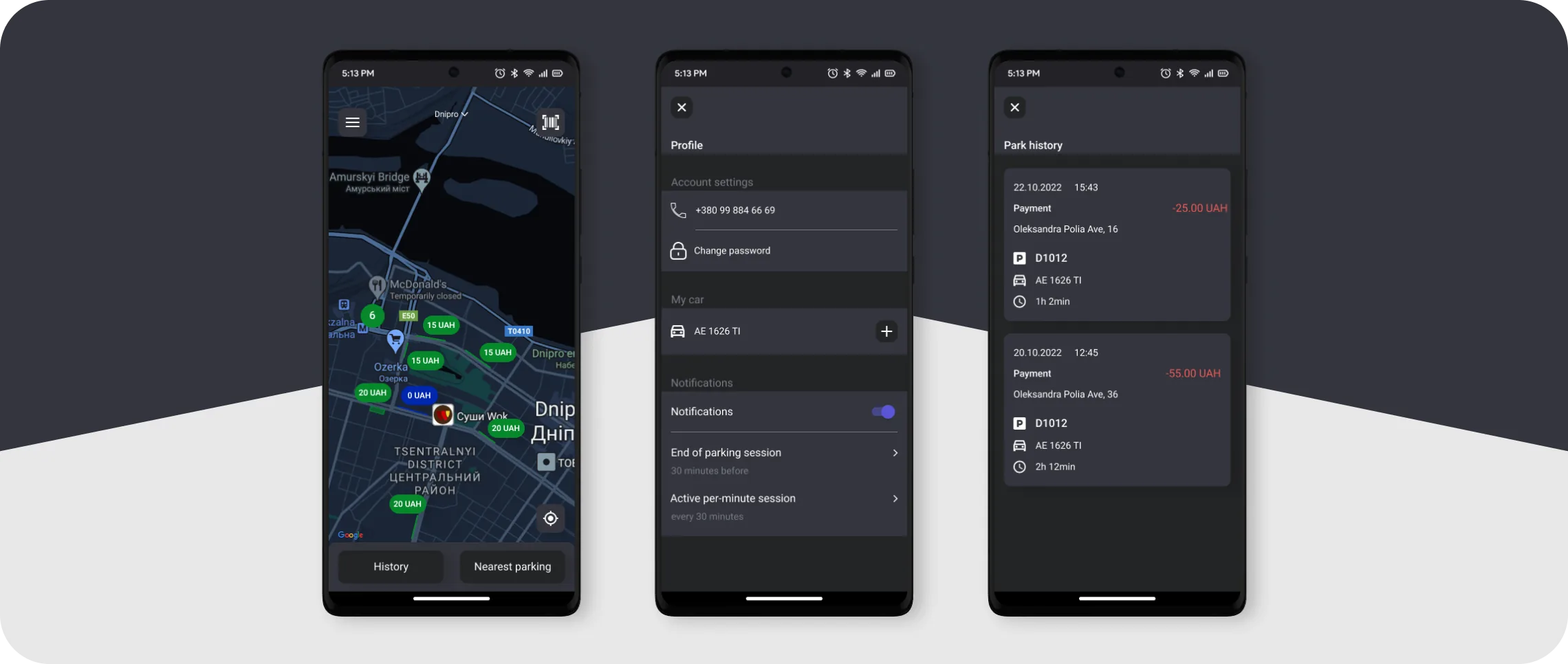 Parkly App Main Mockups