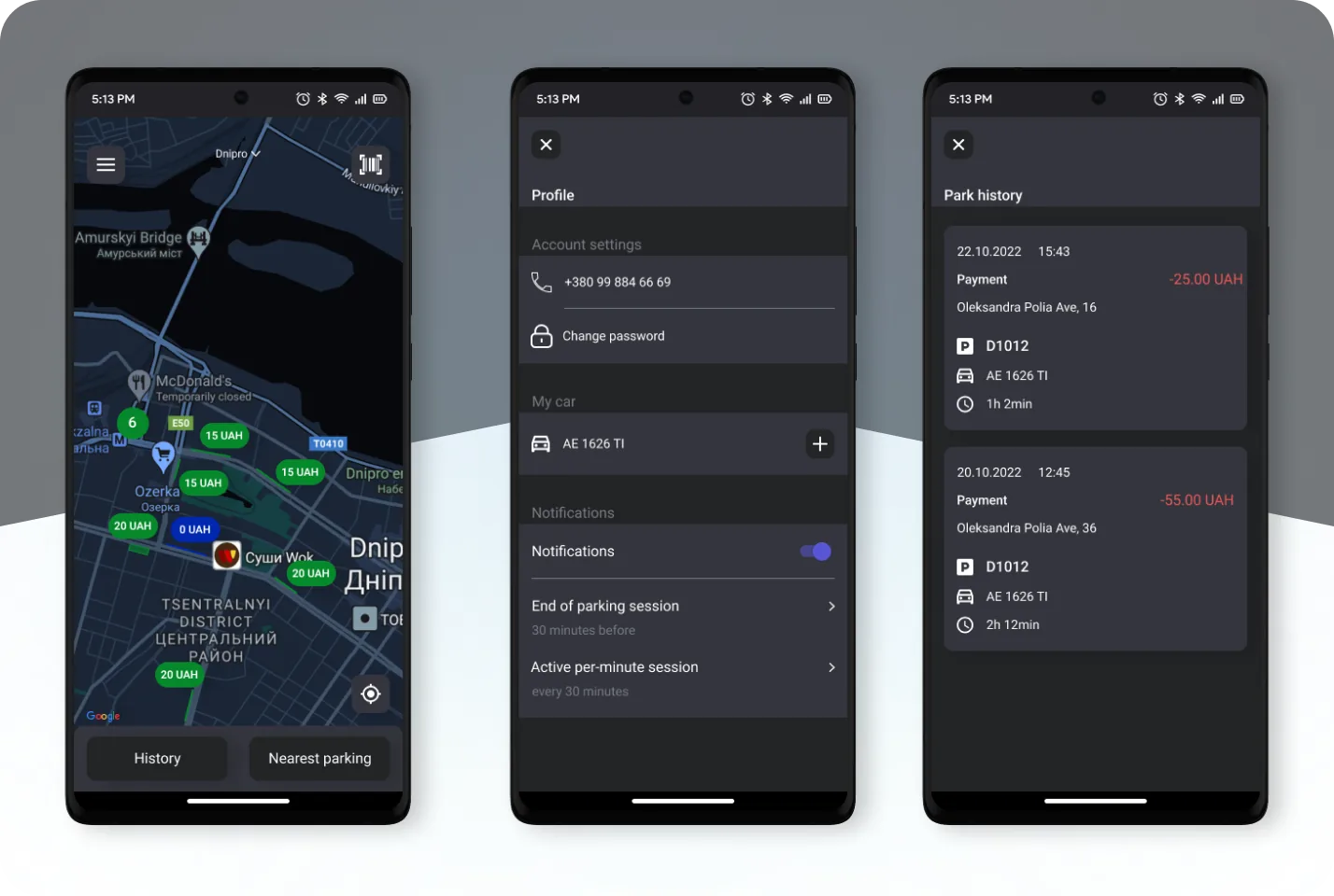 Parkly App Phone Mockups