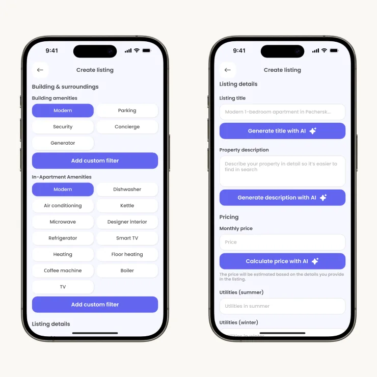 AI-Assisted Listing Creation Screenshot